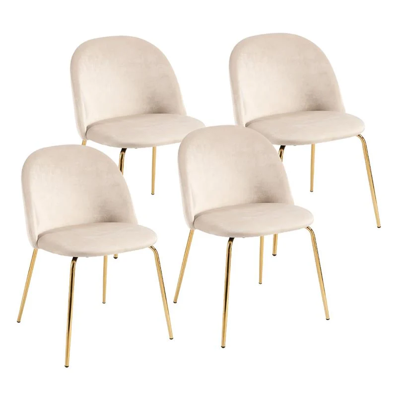 SET 4 SEDIE IN VELLUTO BEIGE CON PIEDI IN METALLO COLOR ORO MISURE: 58X50X78/49 CM