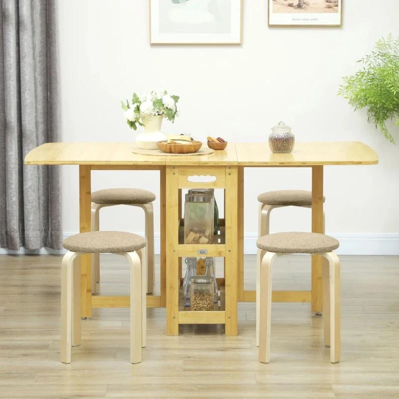 SET 4 SGABELLI IMPILABILI E IMBOTTITI CON RIVESTIMENTO IN TESSUTO E GAMBE IN LEGNO, CACHI - Image 3