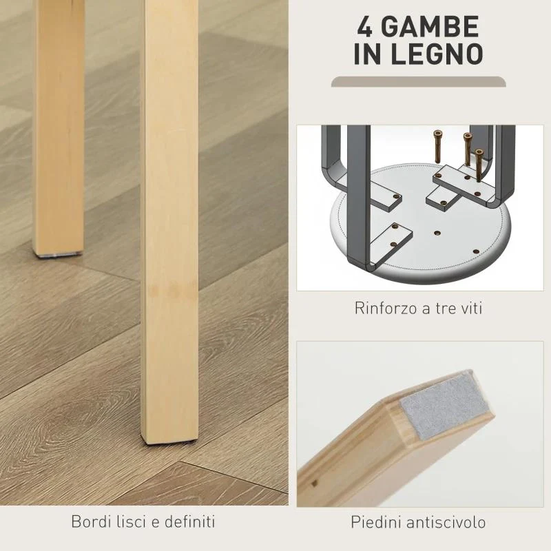 SET 4 SGABELLI IMPILABILI E IMBOTTITI CON RIVESTIMENTO IN TESSUTO E GAMBE IN LEGNO, CACHI - Image 4