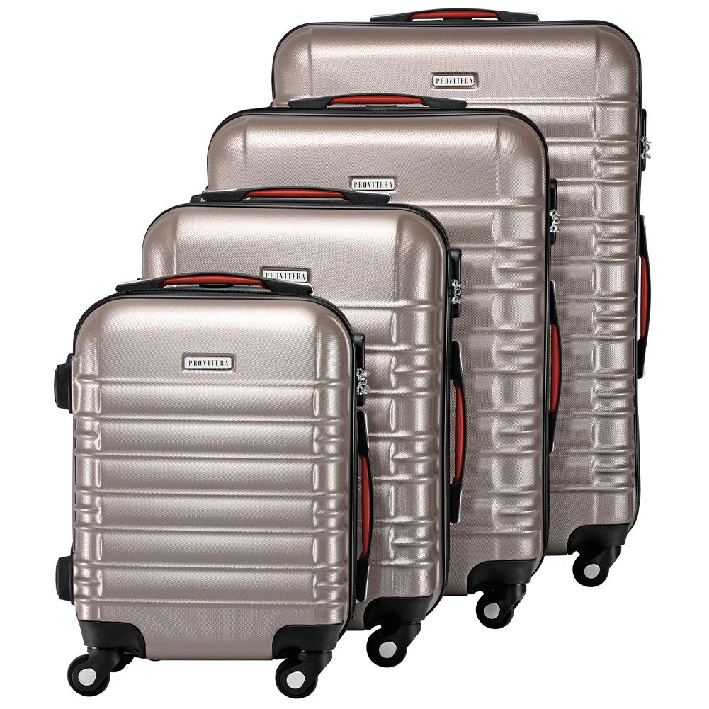 Set 4 Valigie Rigide Trolley Easy Roll Bagaglio a Mano e Stiva da Viaggio in ABS Champagne - Image 3
