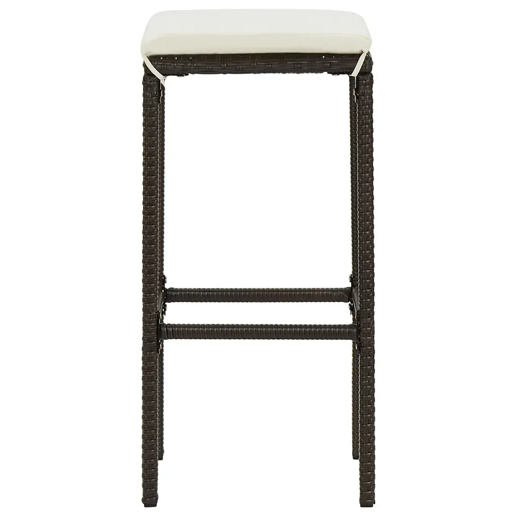 Set Bar da Giardino 3 pz con Cuscini Polyrattan Marrone 3064774 - Image 10