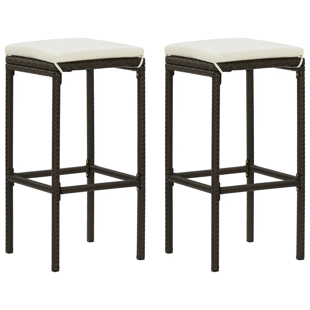 Set Bar da Giardino 3 pz con Cuscini Polyrattan Marrone 3064774 - Image 7