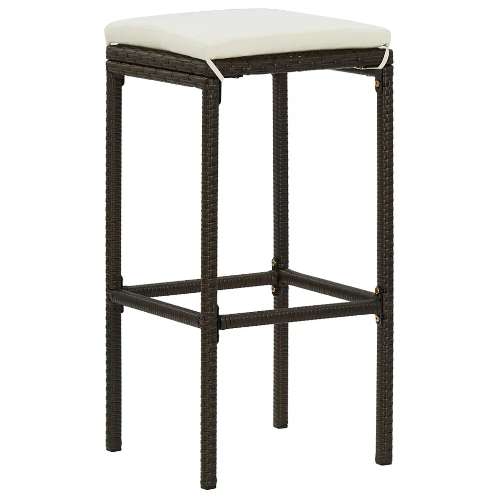 Set Bar da Giardino 3 pz con Cuscini Polyrattan Marrone 3064774 - Image 8
