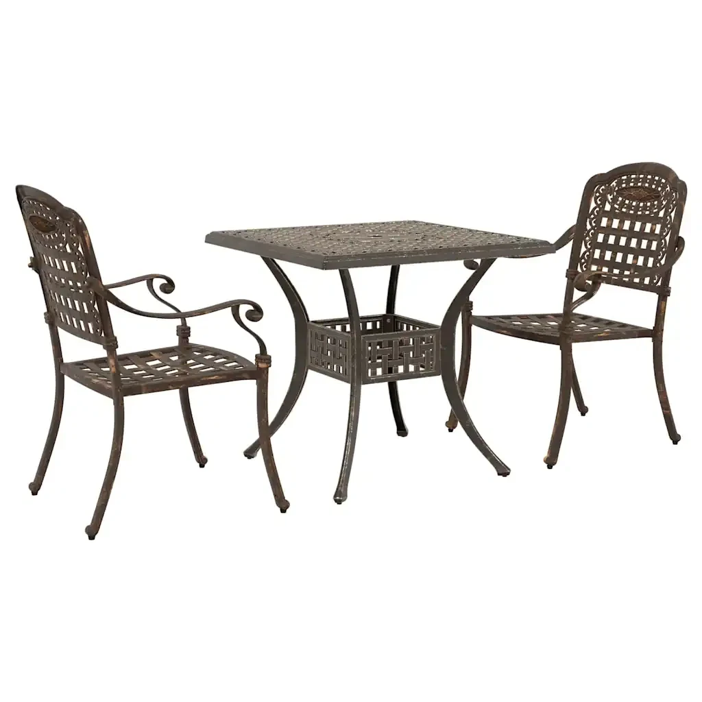 Set di Tavolo da Giardino 3 pcs Bronzo Alluminio pressofuso 3334724 - Image 2