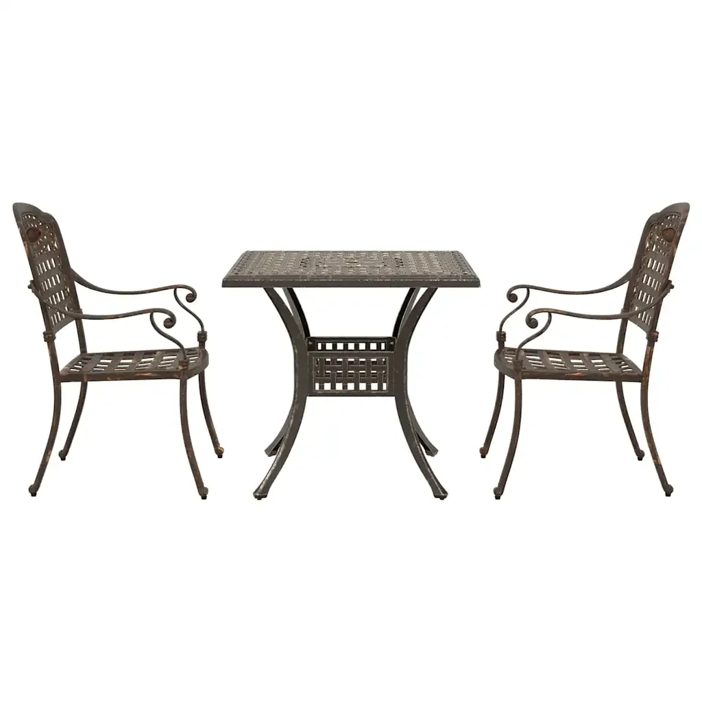 Set di Tavolo da Giardino 3 pcs Bronzo Alluminio pressofuso 3334724 - Image 6