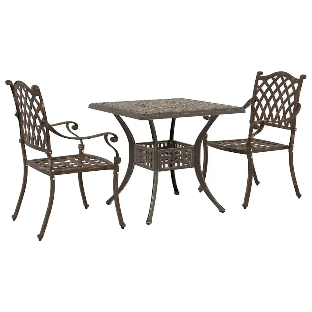 Set di Tavolo da Giardino 3 pcs Bronzo Alluminio pressofuso 3334732 - Image 2