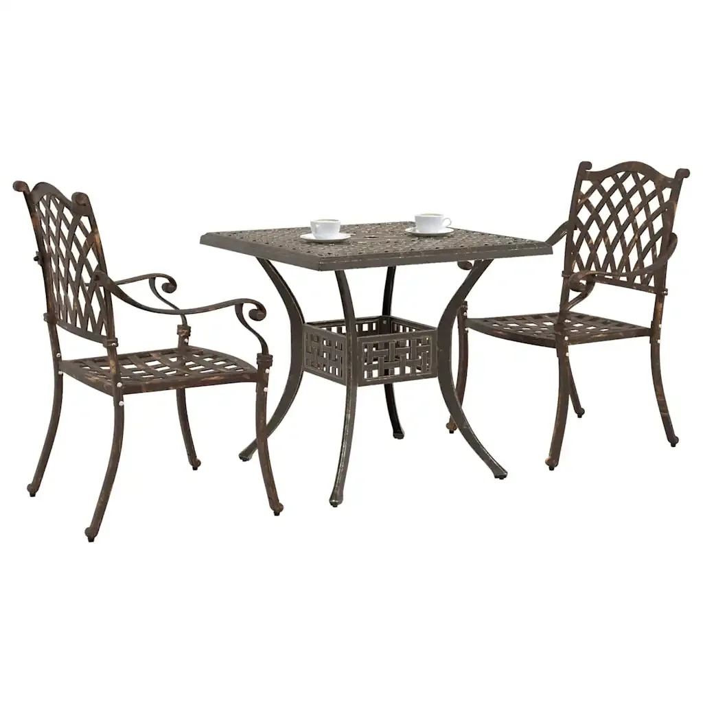 Set di Tavolo da Giardino 3 pcs Bronzo Alluminio pressofuso 3334732 - Image 3