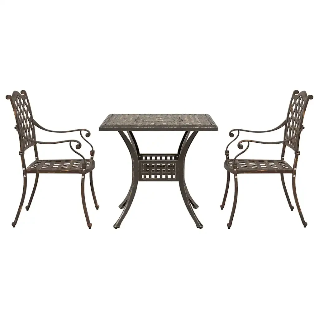 Set di Tavolo da Giardino 3 pcs Bronzo Alluminio pressofuso 3334732 - Image 6