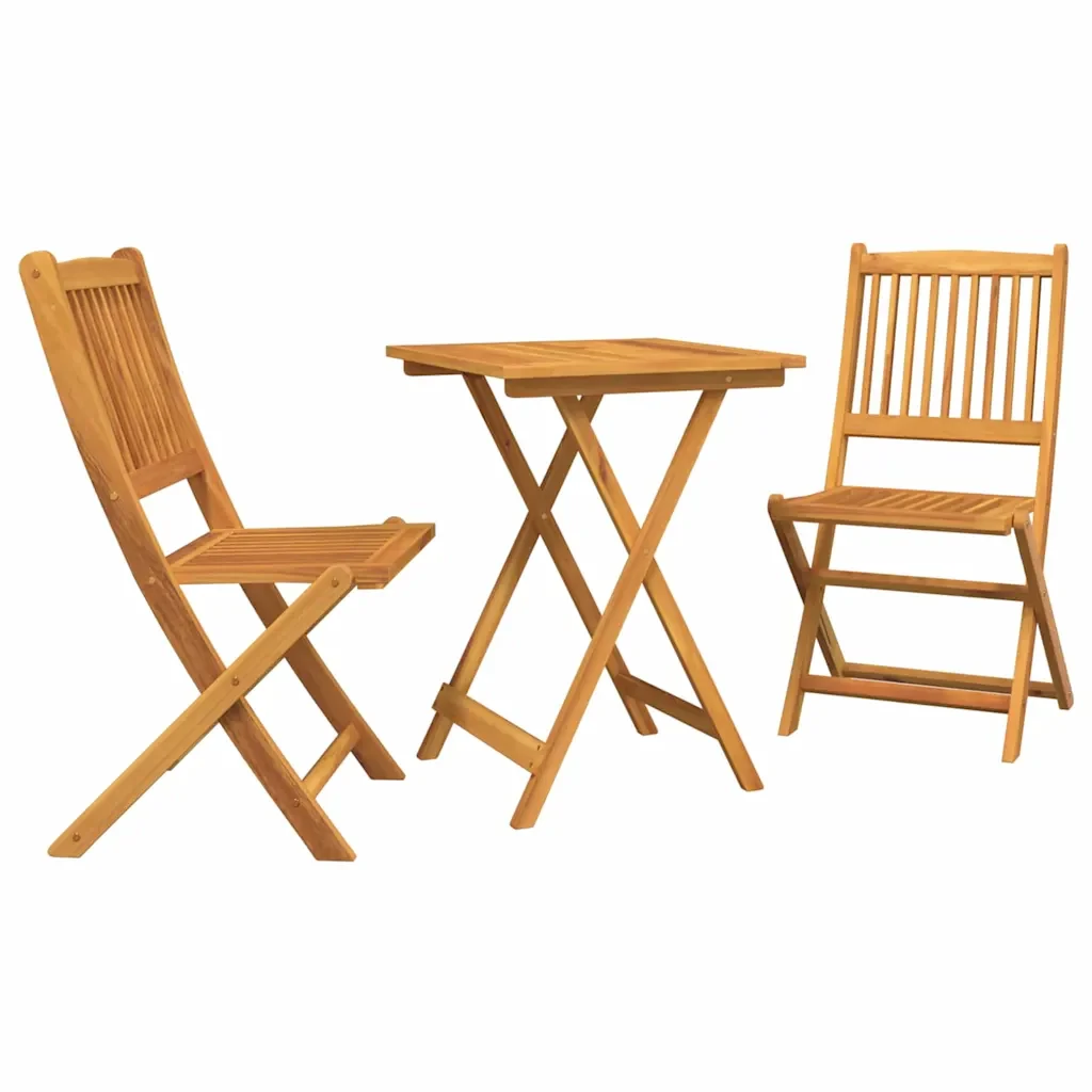 Set Bistro da Giardino 3 pcs Marrone Legno di Acacia Massello 42000950 - Image 2