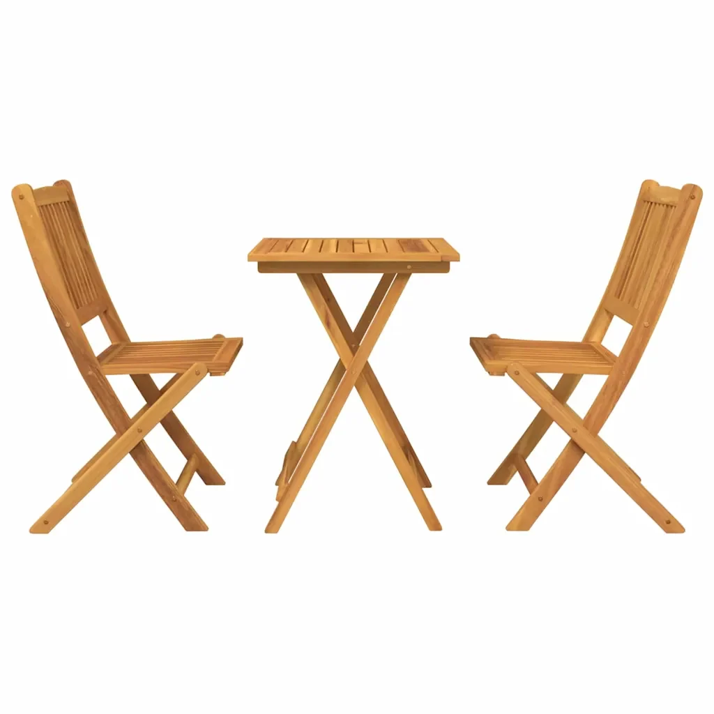 Set Bistro da Giardino 3 pcs Marrone Legno di Acacia Massello 42000950 - Image 7