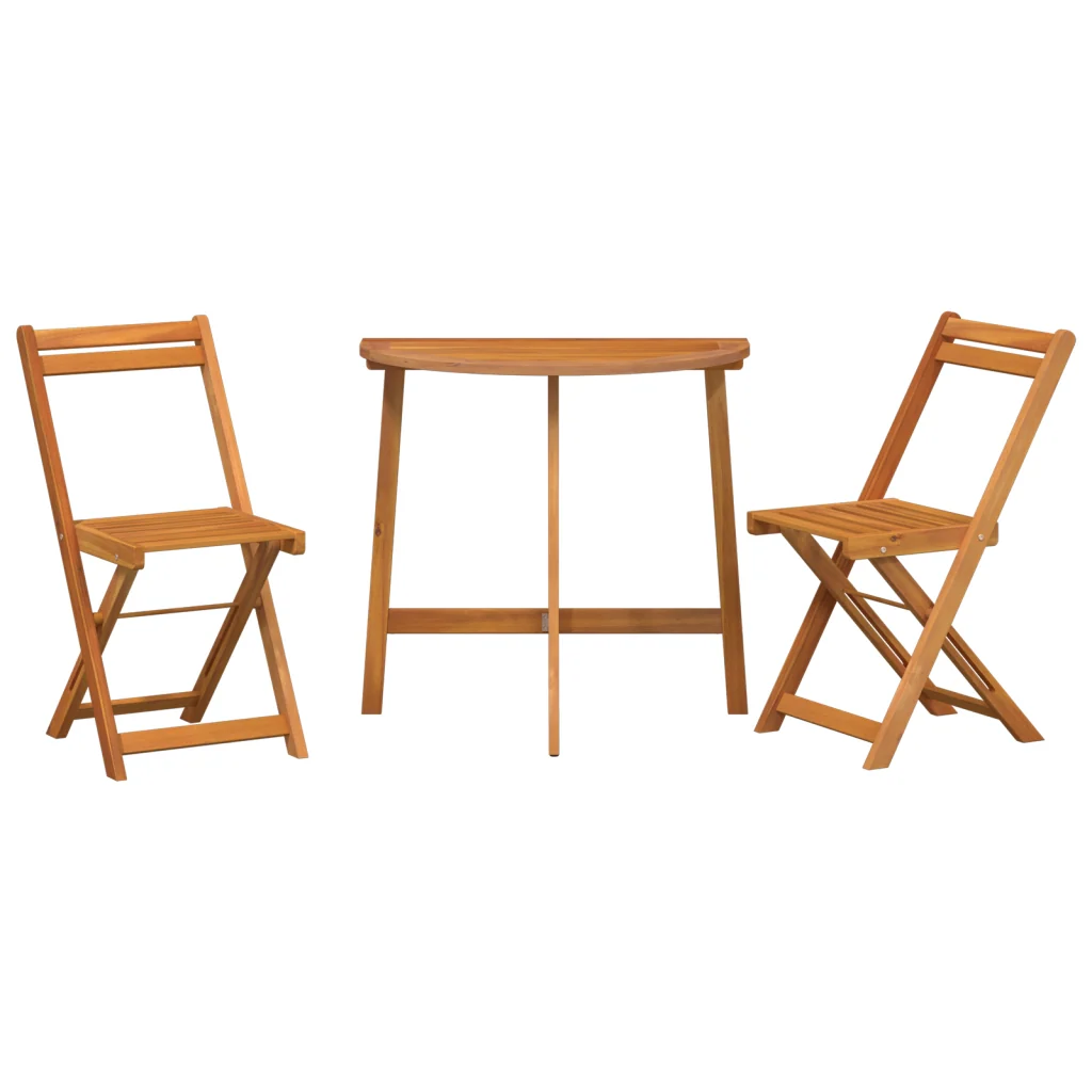 Set Bistro Pieghevole da 3 Pezzi in Legno Massello di Acacia - Image 7