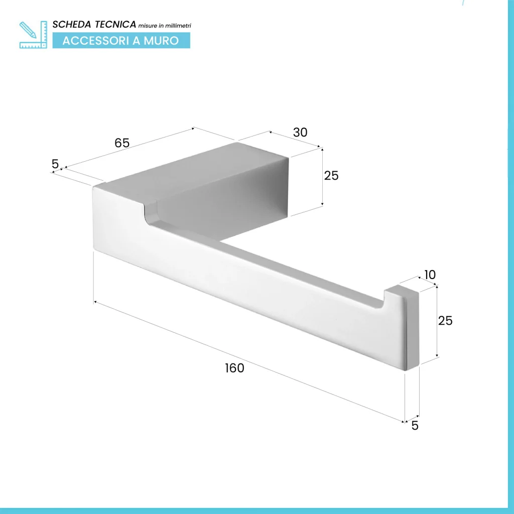 Set con appendino, porta rotolo e porta salviette a muro argento Sky - Image 3