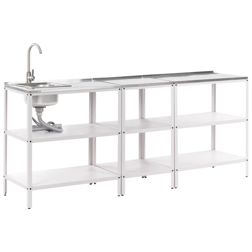 Set cucina da esterno 3 elementi in acciaio inox bianco 3 con cucina lavello a leva cucina da esterno