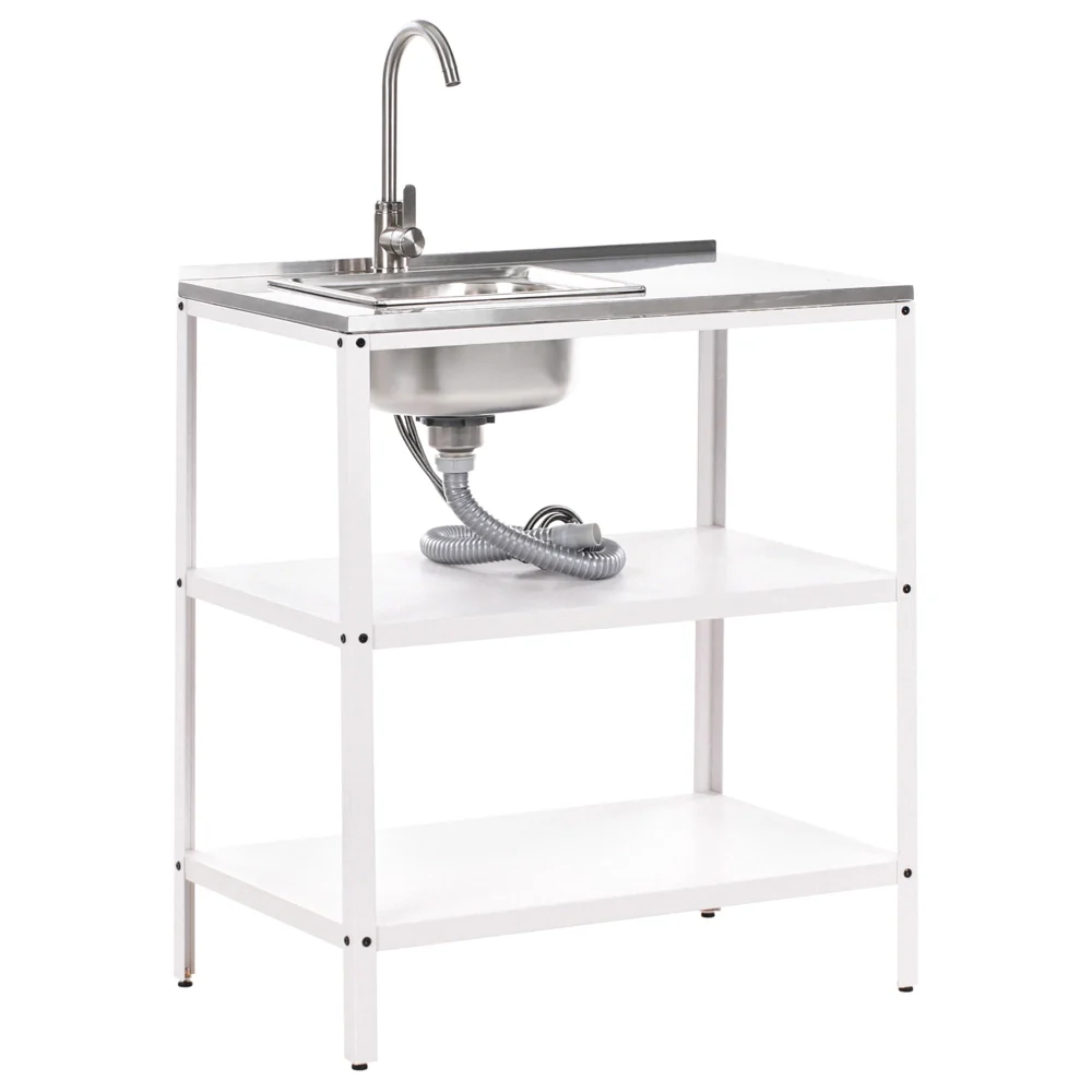 Set cucina da esterno 3 elementi in acciaio inox bianco 3 con cucina lavello a leva cucina da esterno - Image 2