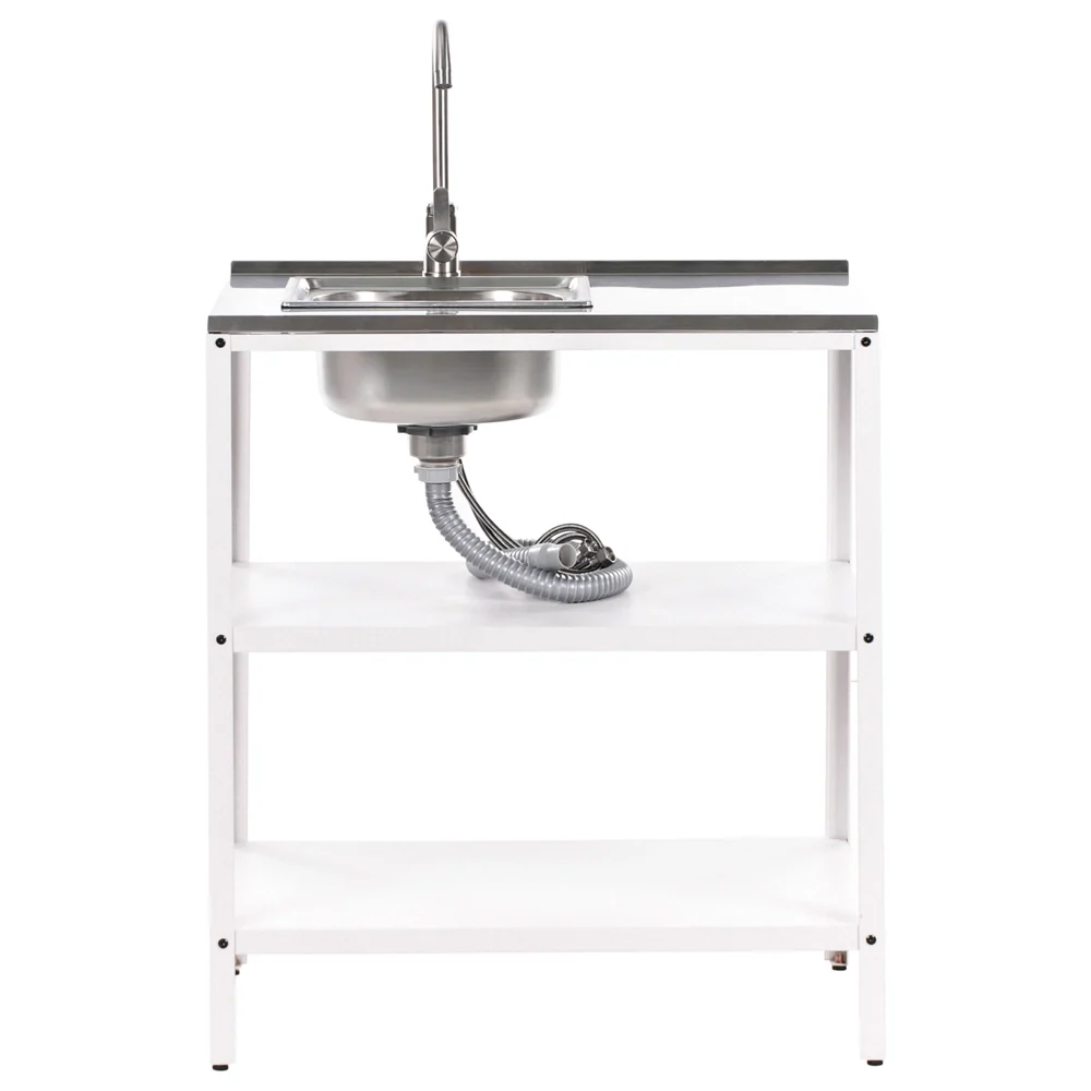 Set cucina da esterno 3 elementi in acciaio inox bianco 3 con cucina lavello a leva cucina da esterno - Image 3
