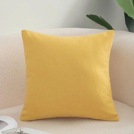 Set da 2 coprisacco, cuscini in cotone e lino per divano, divano letto, salotto, casa, coprisacco liscio (50*50cm) - giallo