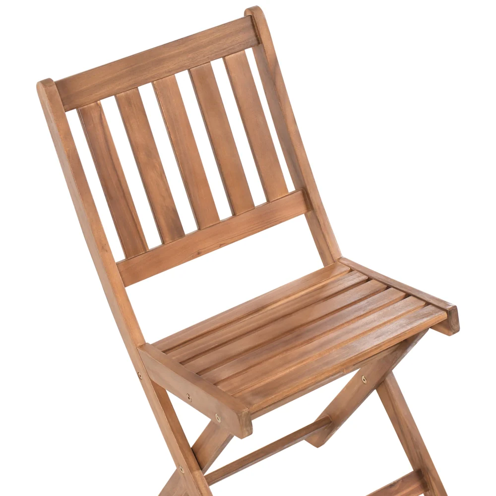 Set da balcone 3 pezzi marrone legno di acacia certificato 2 sedie e tavolo da tè pieghevole a doghe - Image 10