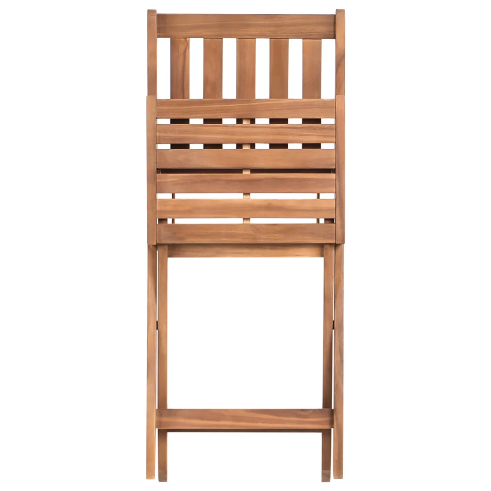 Set da balcone 3 pezzi marrone legno di acacia certificato 2 sedie e tavolo da tè pieghevole a doghe - Image 6