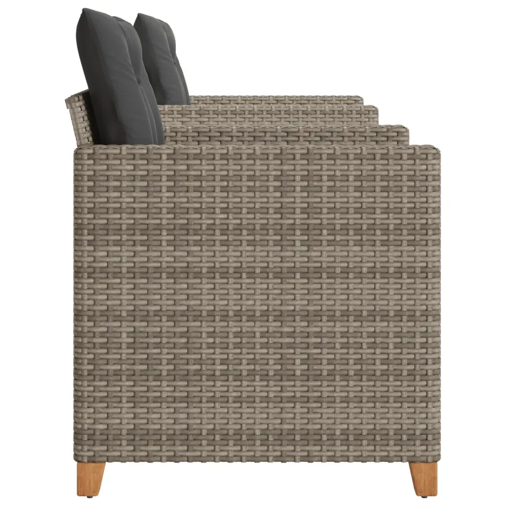 Set da Bistrò 3 pz con Cuscini Grigio Polyrattan e Legno Acacia 366310 - Image 4