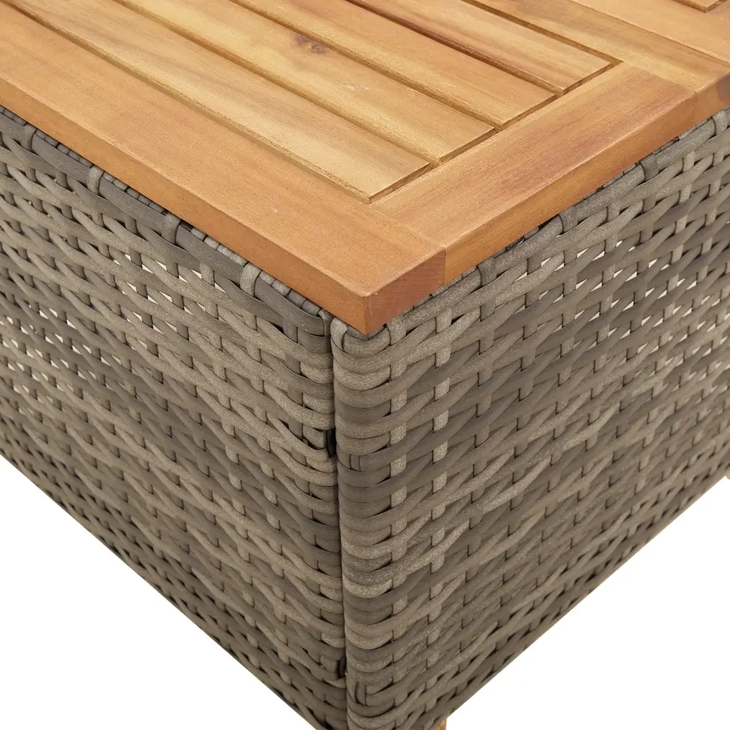 Set da Bistrò 3 pz con Cuscini Grigio Polyrattan e Legno Acacia 366310 - Image 7