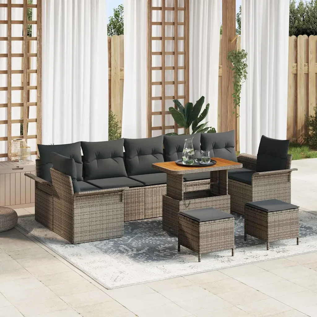 Set Divano da Giardino con cuscino 10 pcs Grigio polyrattan 3362123