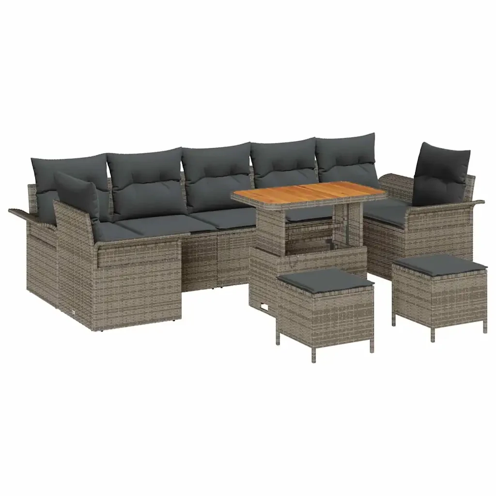 Set Divano da Giardino con cuscino 10 pcs Grigio polyrattan 3362123 - Image 2