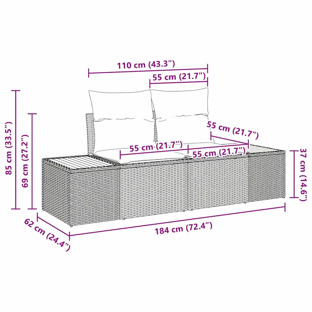 Set Divano da Giardino con cuscino 5 pcs Grigio Poly Rattan 3348080 - Image 10
