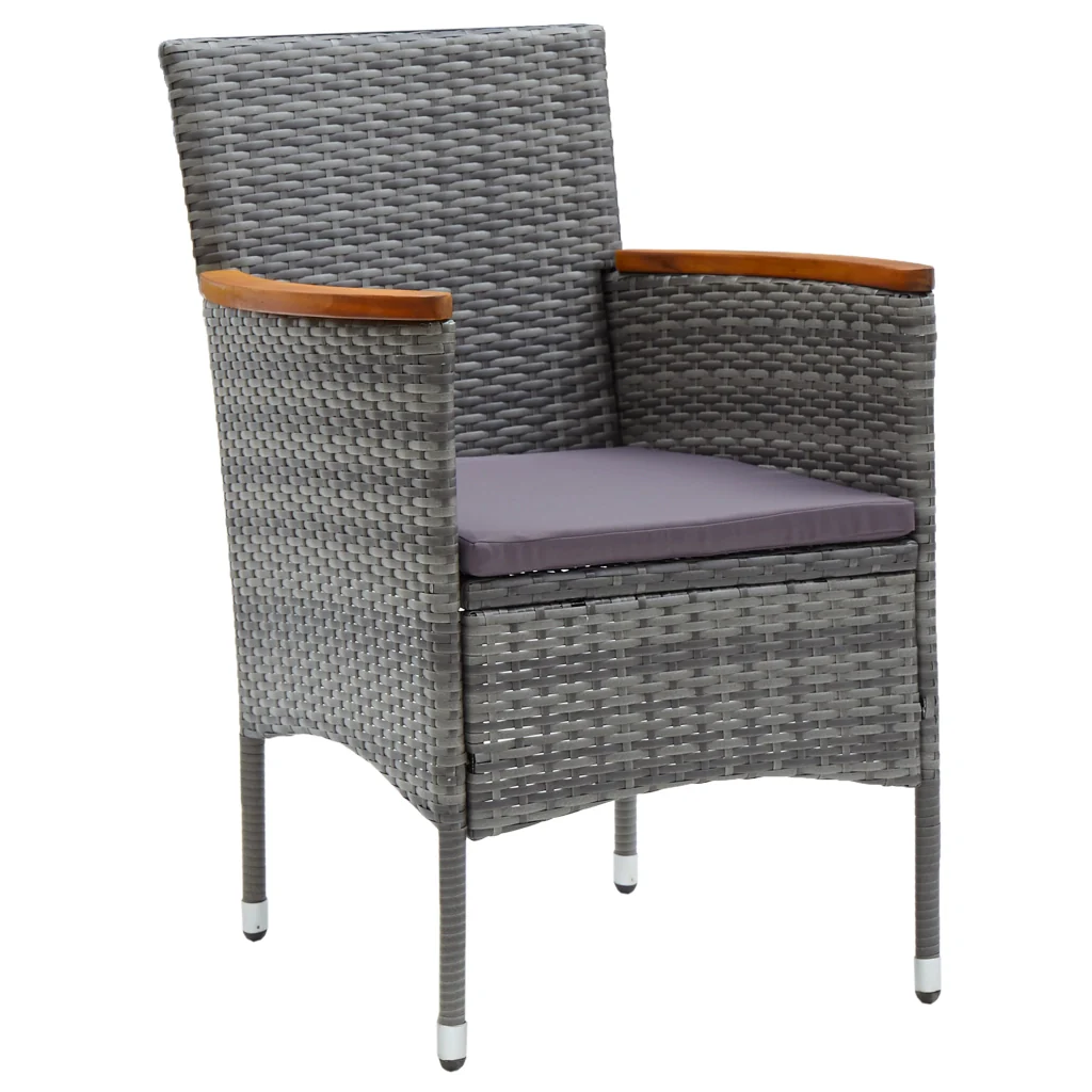 Set da Giardino 5 Pezzi Grigio Rattan Polivalente - Image 6