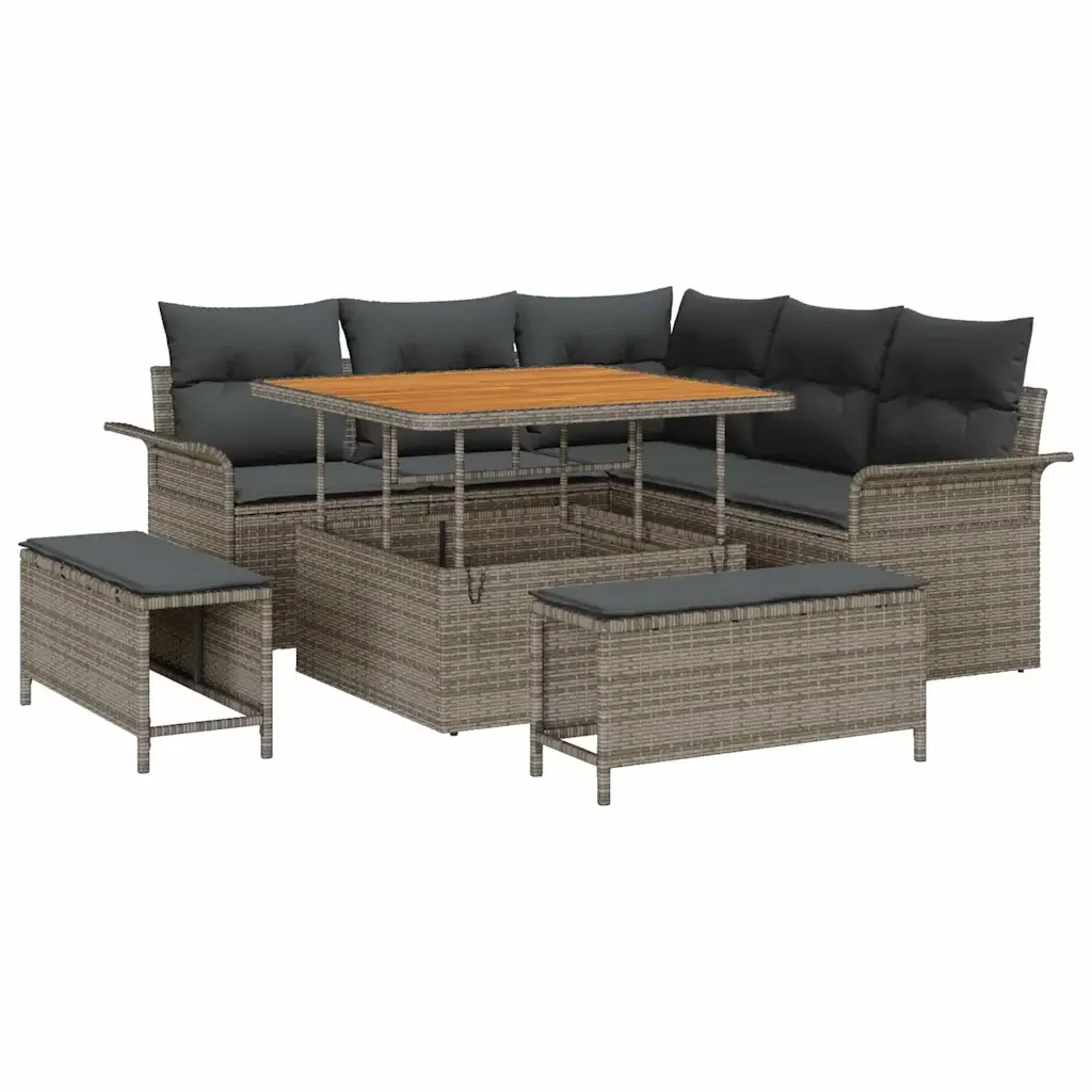 Set Divano da Giardino con cuscino 8 pcs Grigio polyrattan 3362128 - Image 2