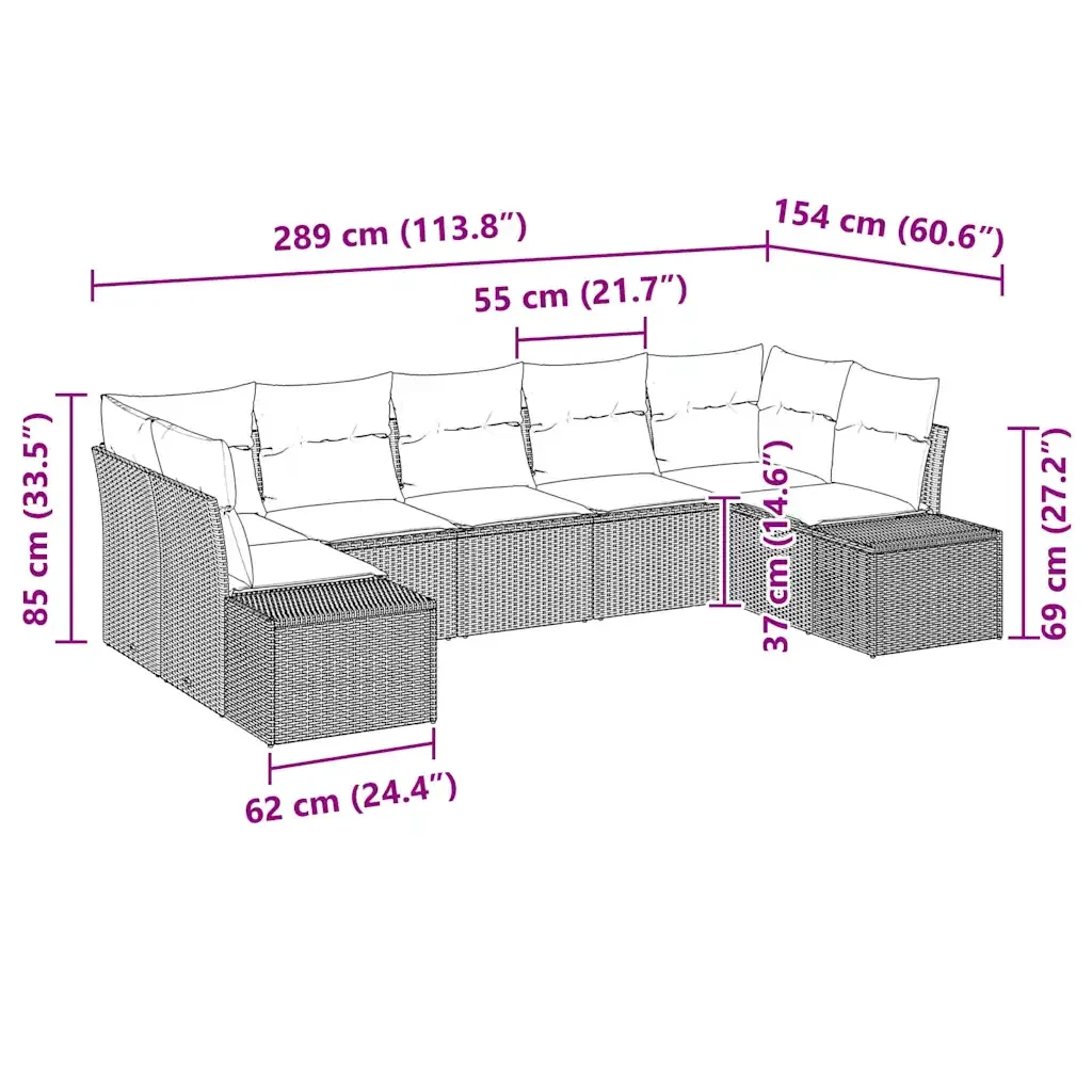 Set Divano da Giardino con cuscino 7 pcs Grigio polyrattan 3347209 - Image 8