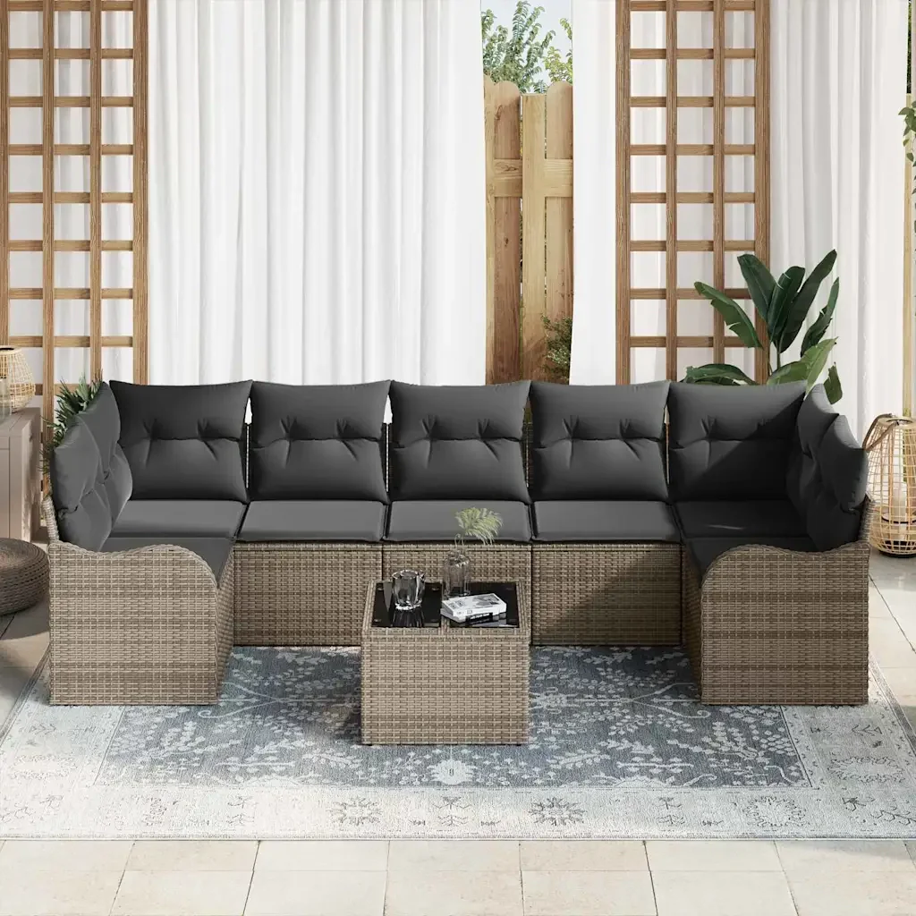 Set Divano da Giardino Grigio 55 x 55 x 37 cm polyrattan 3345619 - Image 3