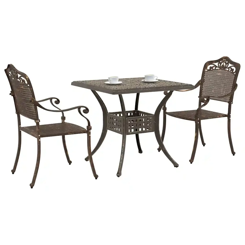 Set di Tavolo da Giardino 3 pcs Bronzo Alluminio pressofuso 3334740 - Image 3