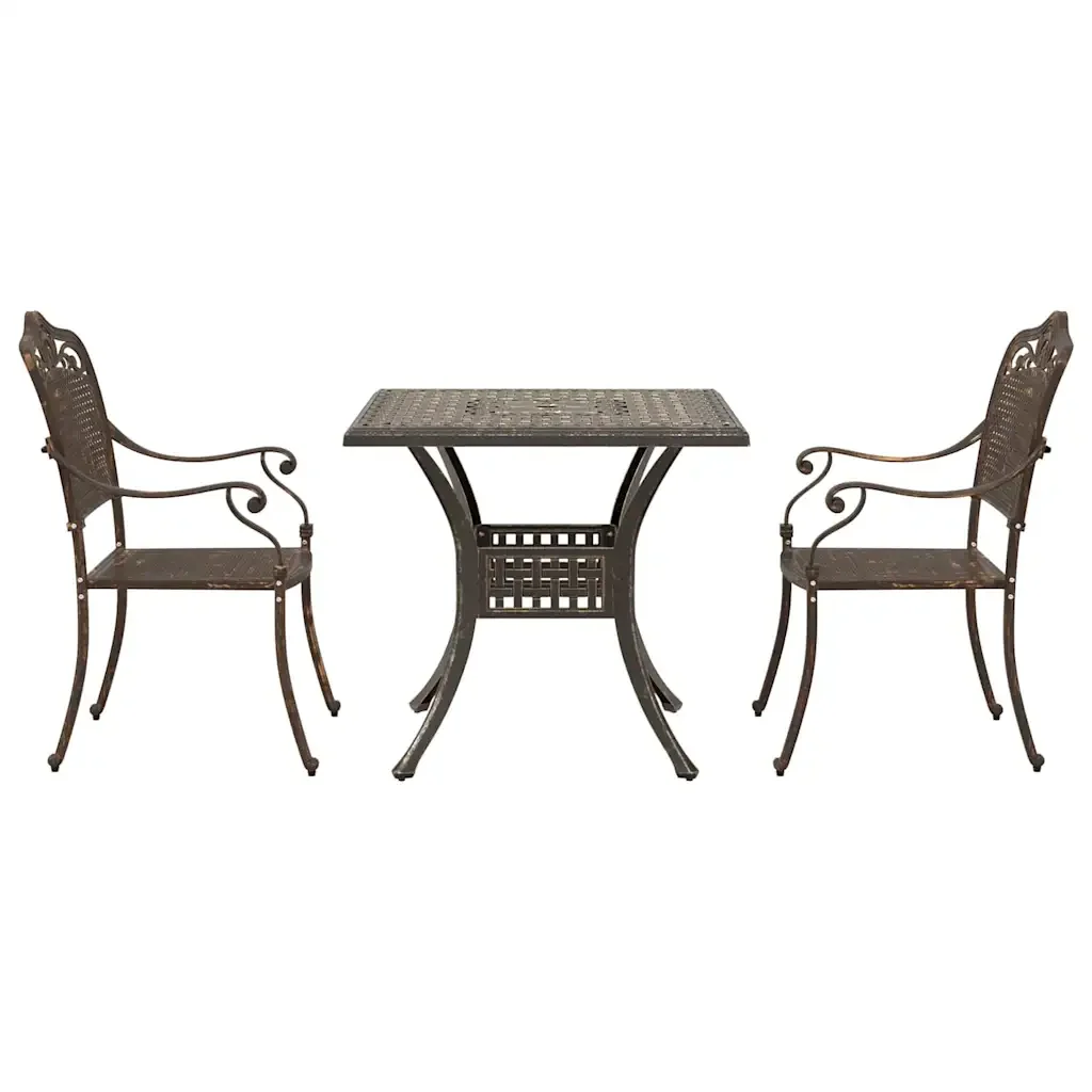 Set di Tavolo da Giardino 3 pcs Bronzo Alluminio pressofuso 3334740 - Image 6