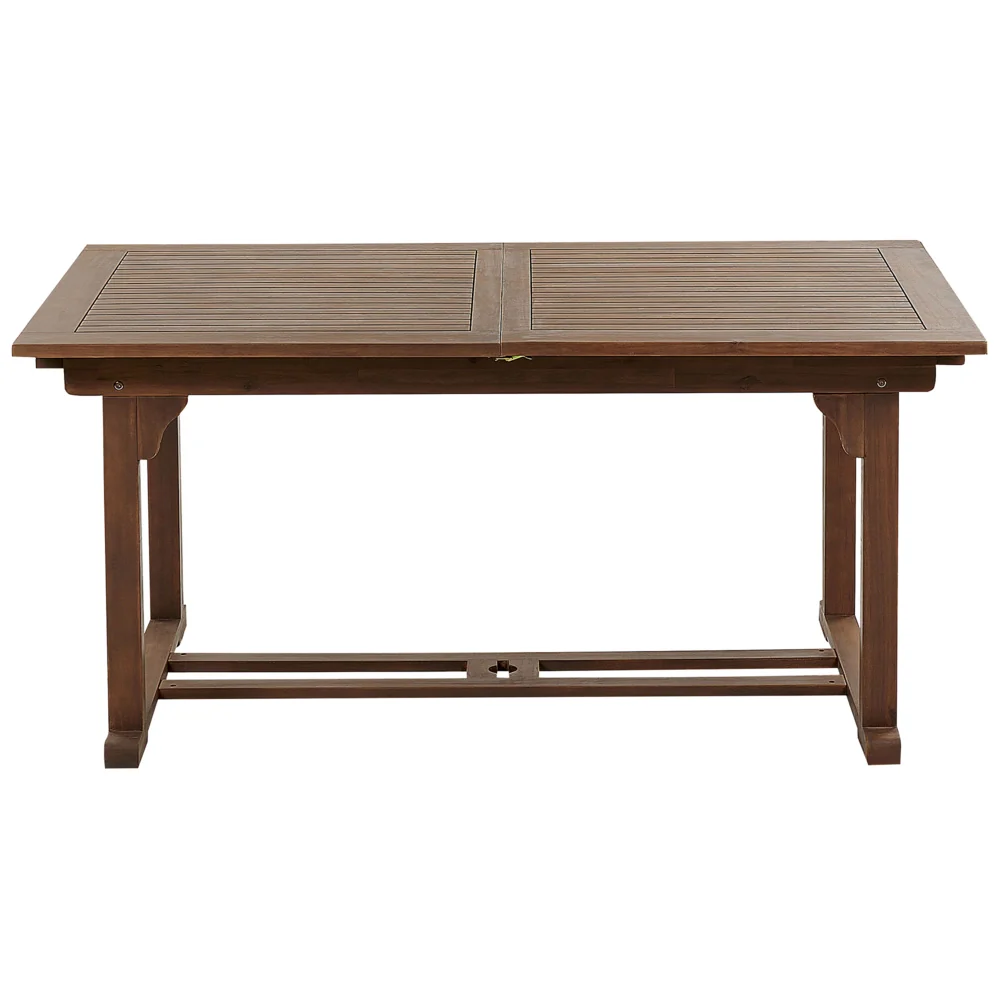 Set da giardino con 6 sedie in legno di acacia marrone scuro con cuscini blu in stile rustico con cuscini - Image 5