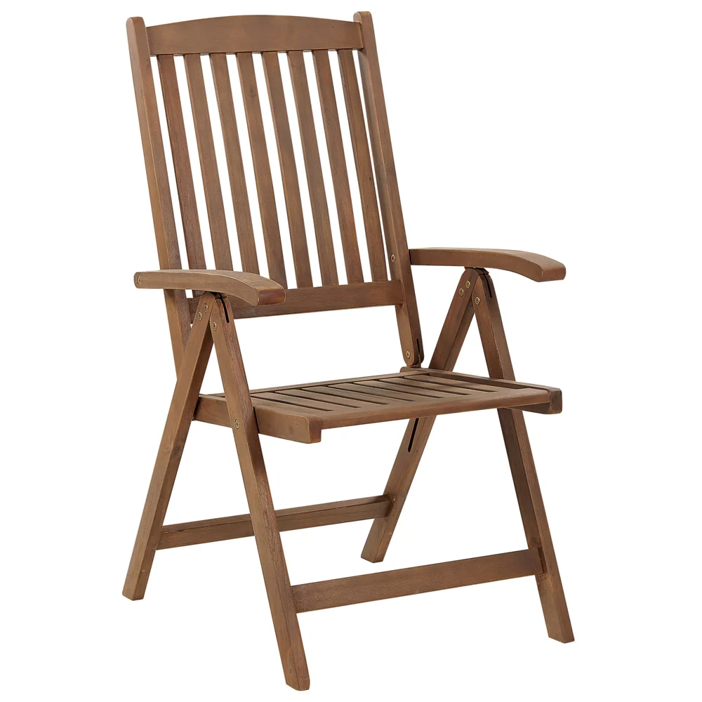 Set da giardino con 6 sedie in legno di acacia marrone scuro con schienale regolabile pieghevole in stile rustico - Image 5