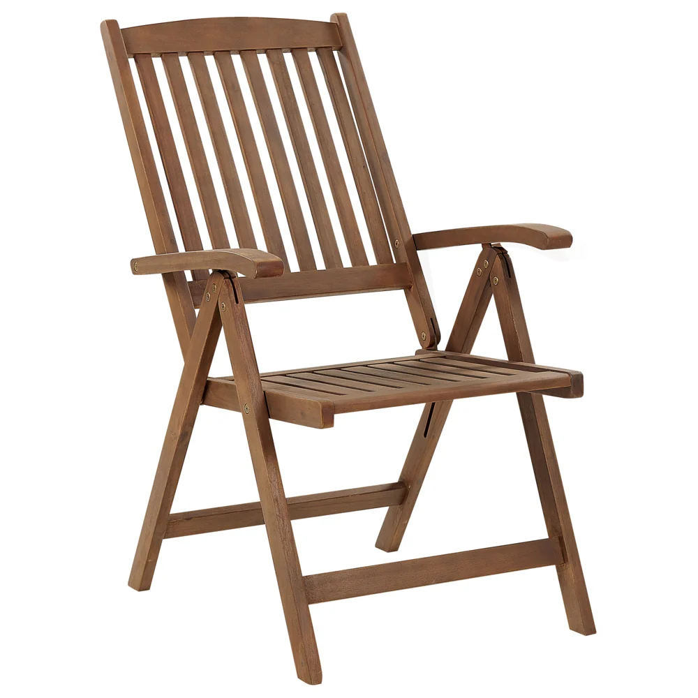 Set da giardino con 6 sedie in legno di acacia marrone scuro con schienale regolabile pieghevole in stile rustico - Image 6