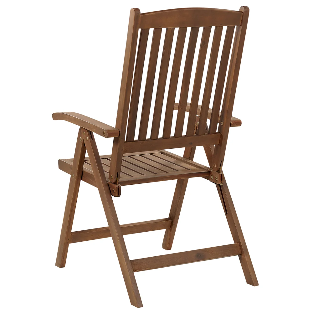 Set da giardino con 6 sedie in legno di acacia marrone scuro con schienale regolabile pieghevole in stile rustico - Image 8