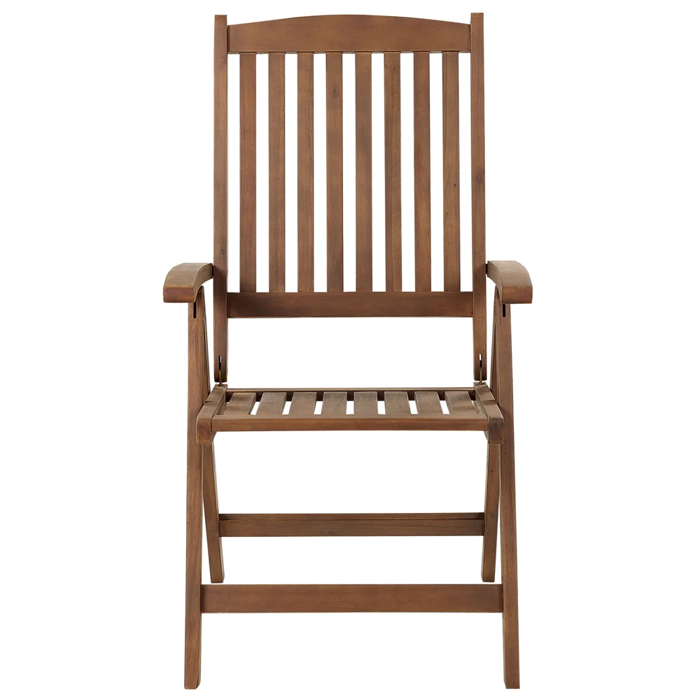 Set da giardino con 6 sedie in legno di acacia marrone scuro con schienale regolabile pieghevole in stile rustico - Image 8