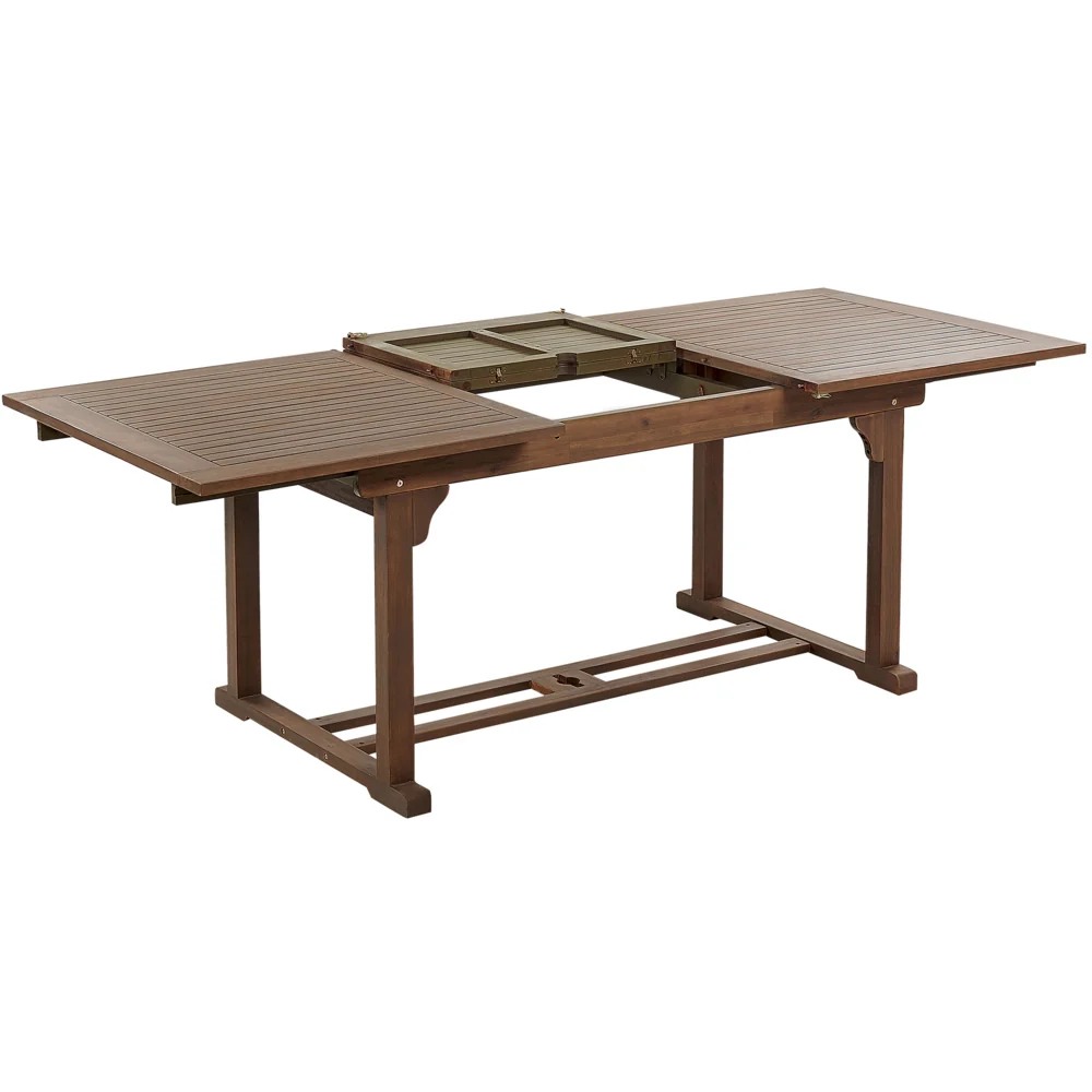 Set da giardino con 6 sedie in legno di acacia marrone scuro con schienale regolabile pieghevole in stile rustico con cuscini blu - Image 6