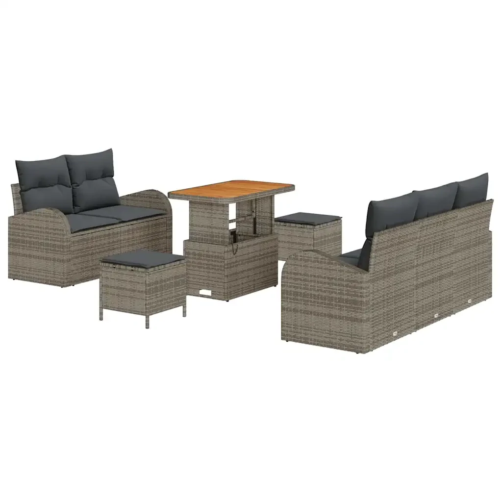 Set Divano da Giardino con cuscino 8 pcs Grigio polyrattan 3362343 - Image 2