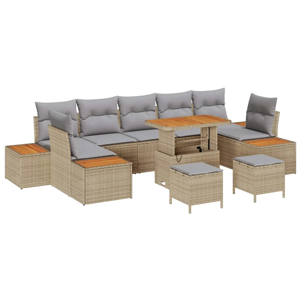 Set Divano da Giardino con cuscino 10 pcs Beige e Grigio Chiaro 3363292 - Image 2