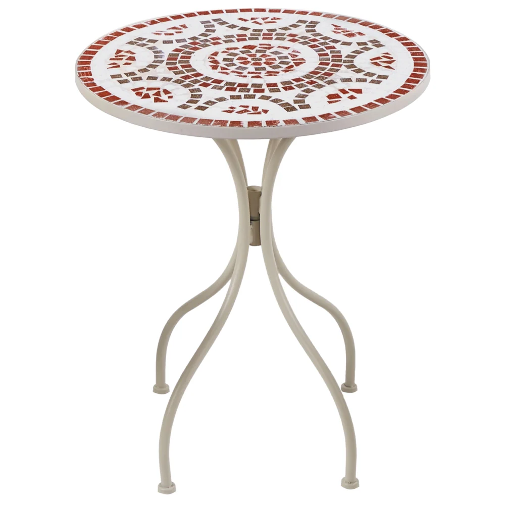 Set da giardino in metallo con tavolo e sedie a mosaico Bianco esterno stile vintage - Image 3