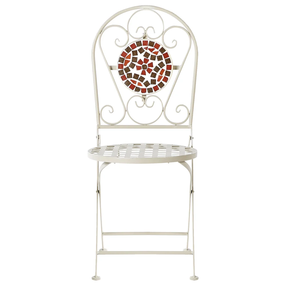 Set da giardino in metallo con tavolo e sedie a mosaico Bianco esterno stile vintage - Image 8