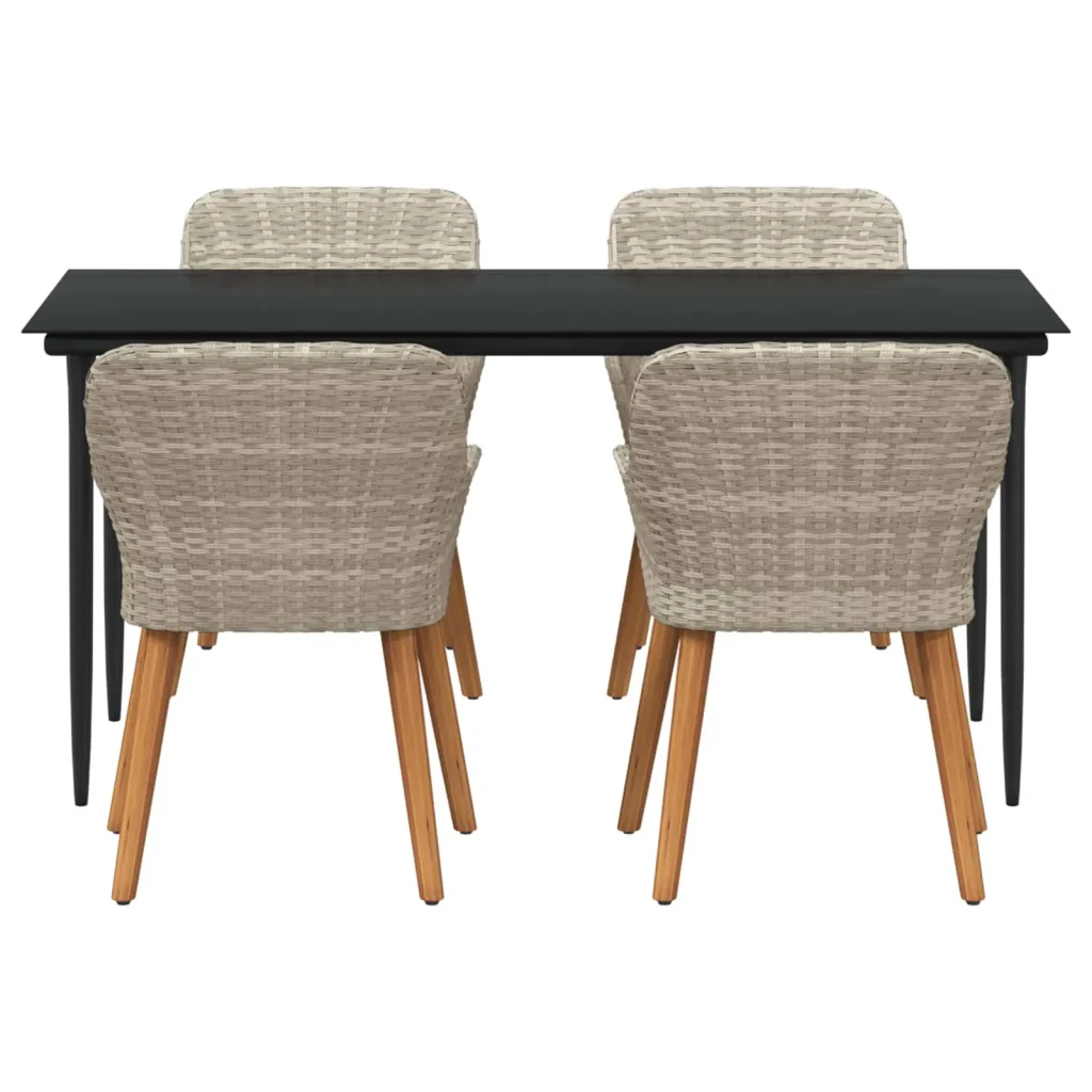 Set da Pranzo per Giardino 5 pcs Grigio chiaro polyrattan 3261708 - Image 3