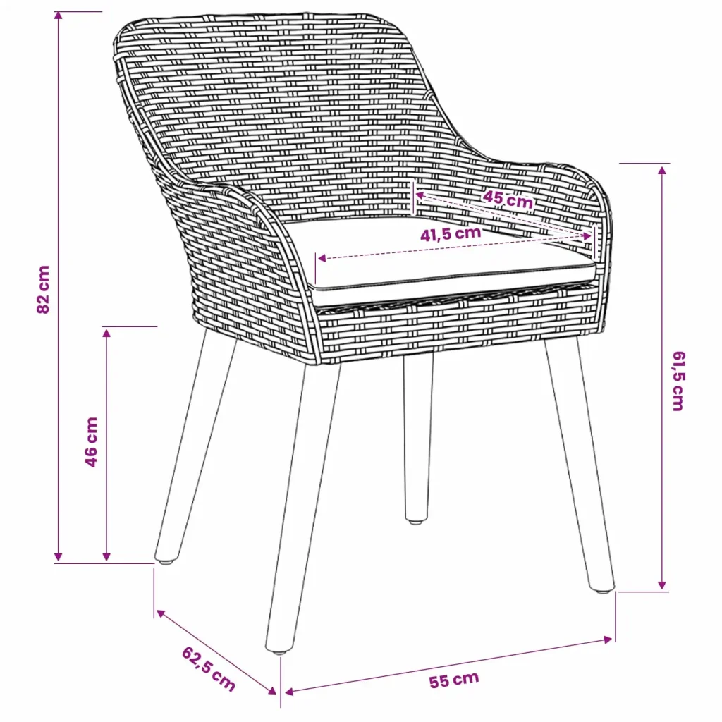 Set da Pranzo per Giardino 7 pcs Grigio chiaro polyrattan 3261709 - Image 4