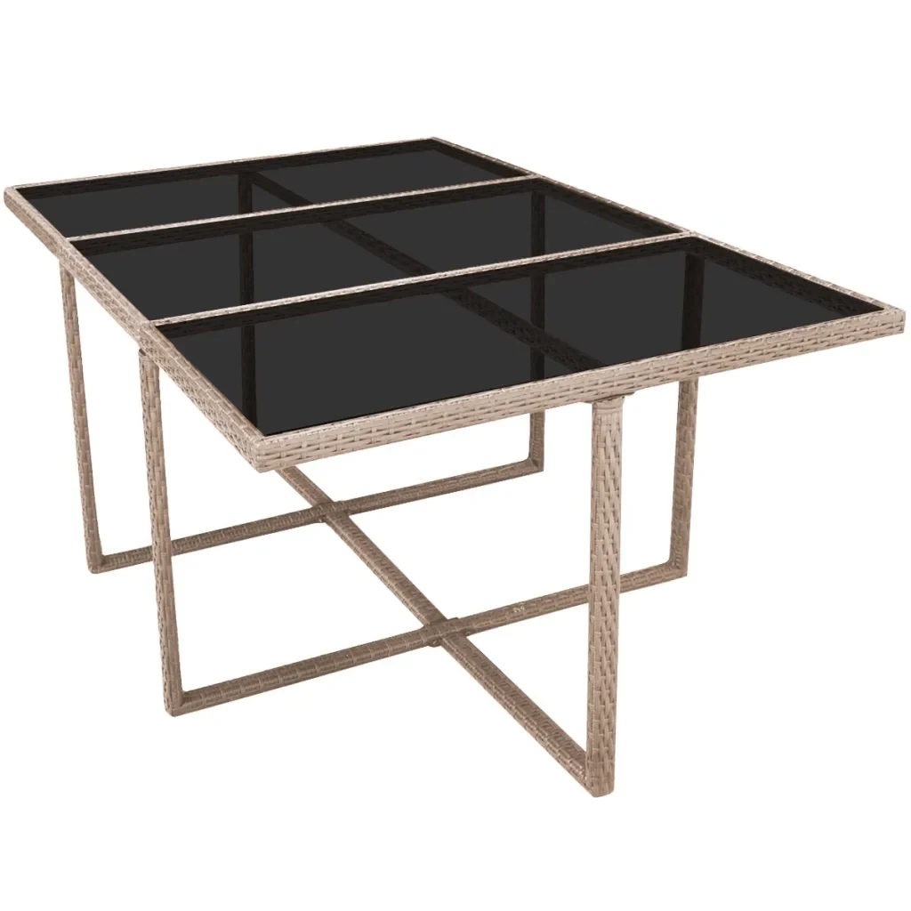 Set da Pranzo da Giardino 11 pz con Cuscini in Polyrattan Beige - Image 4