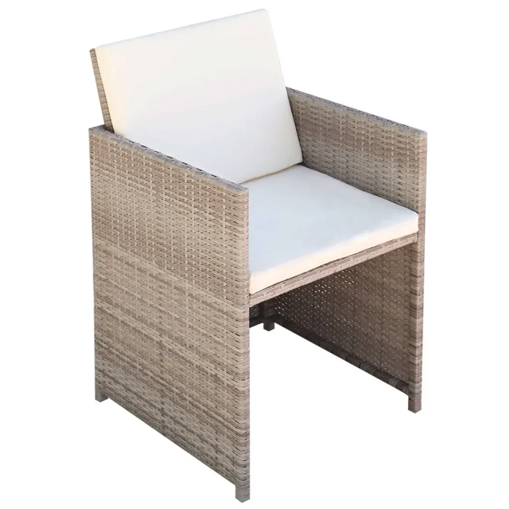 Set da Pranzo da Giardino 11 pz con Cuscini in Polyrattan Beige - Image 5
