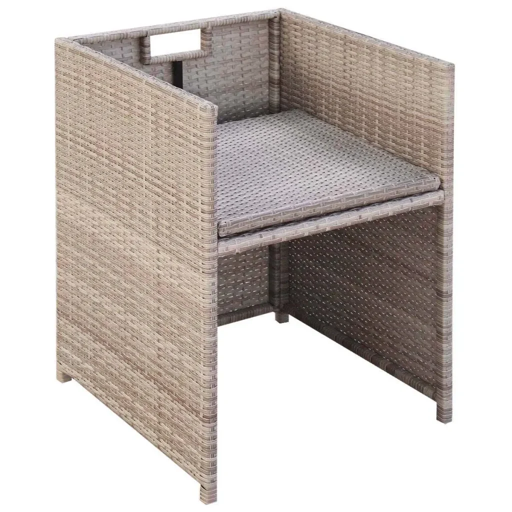 Set da Pranzo da Giardino 11 pz con Cuscini in Polyrattan Beige - Image 6