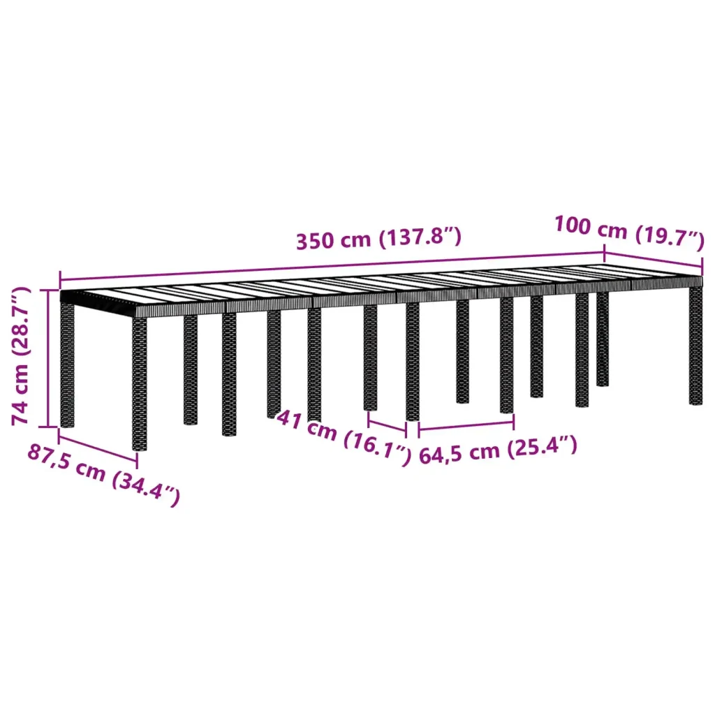 Set da Pranzo per Giardino 15 pcs Antracite Rattan Polt 3378636 - Image 4