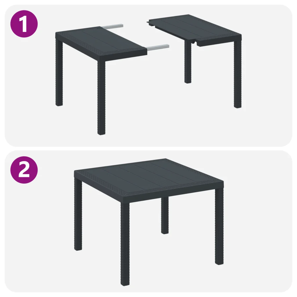 Set da pranzo da giardino 3 pezzi con cuscini Anthracite Polirattan - Image 5